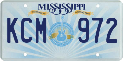 MS license plate KCM972