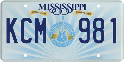 MS license plate KCM981