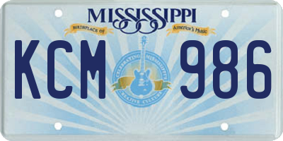 MS license plate KCM986