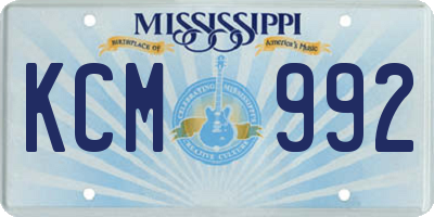MS license plate KCM992