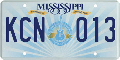 MS license plate KCN013