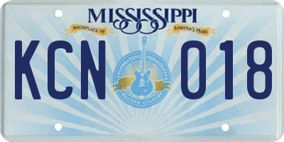 MS license plate KCN018
