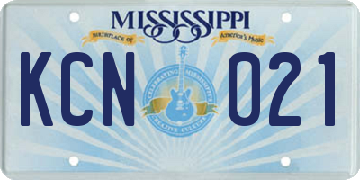 MS license plate KCN021