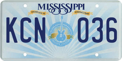 MS license plate KCN036