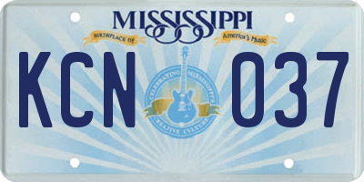 MS license plate KCN037