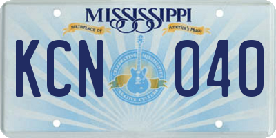 MS license plate KCN040