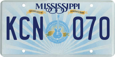 MS license plate KCN070