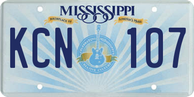 MS license plate KCN107
