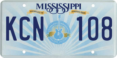 MS license plate KCN108