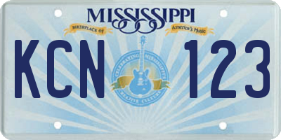 MS license plate KCN123