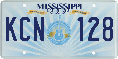 MS license plate KCN128