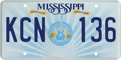 MS license plate KCN136