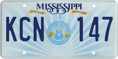 MS license plate KCN147