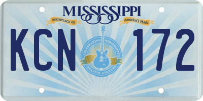 MS license plate KCN172