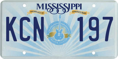 MS license plate KCN197