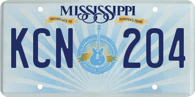 MS license plate KCN204