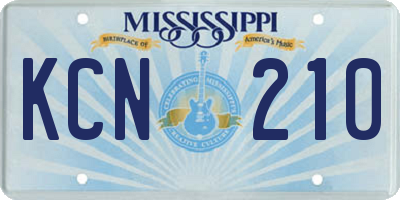 MS license plate KCN210