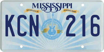 MS license plate KCN216
