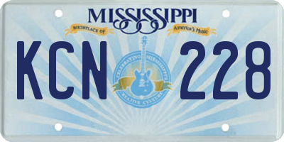 MS license plate KCN228