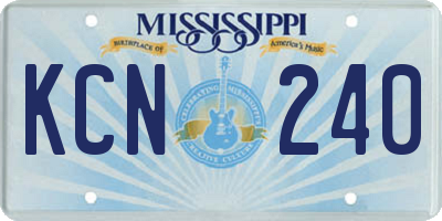 MS license plate KCN240
