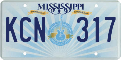 MS license plate KCN317