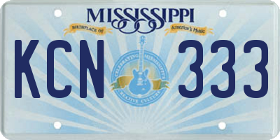 MS license plate KCN333