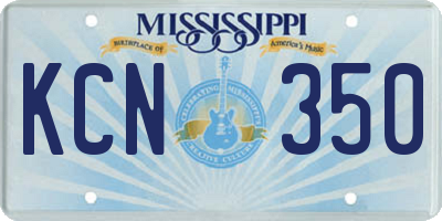 MS license plate KCN350
