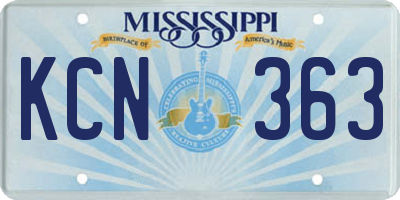 MS license plate KCN363