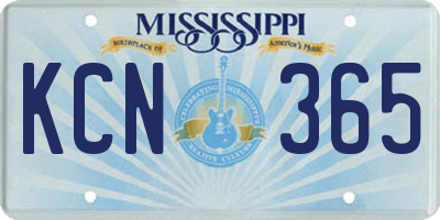MS license plate KCN365
