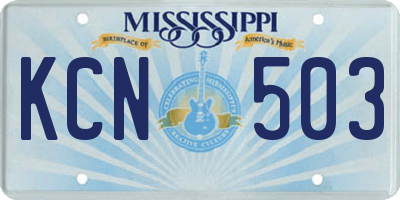 MS license plate KCN503