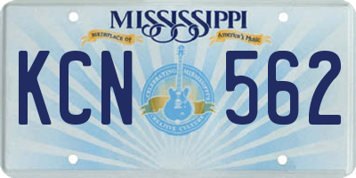 MS license plate KCN562