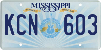 MS license plate KCN603