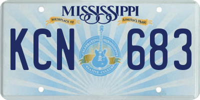 MS license plate KCN683