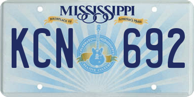 MS license plate KCN692