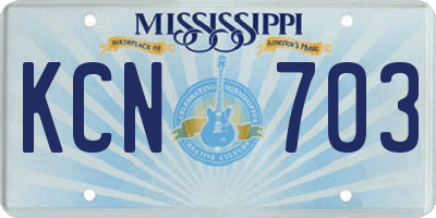 MS license plate KCN703