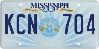MS license plate KCN704