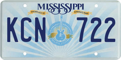 MS license plate KCN722