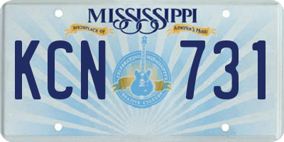 MS license plate KCN731