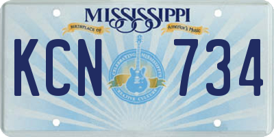 MS license plate KCN734