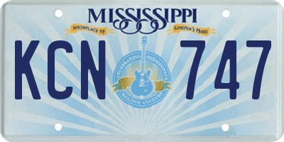 MS license plate KCN747