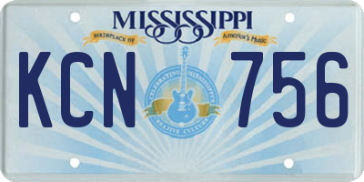 MS license plate KCN756