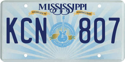 MS license plate KCN807