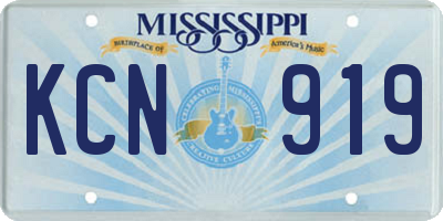 MS license plate KCN919