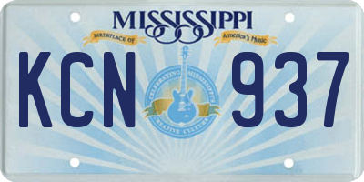 MS license plate KCN937