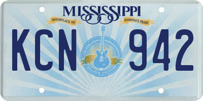 MS license plate KCN942