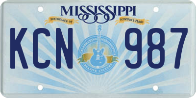 MS license plate KCN987