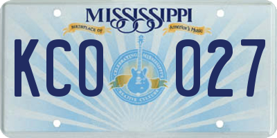 MS license plate KCO027