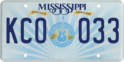 MS license plate KCO033
