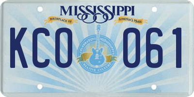 MS license plate KCO061