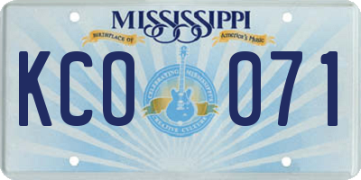 MS license plate KCO071